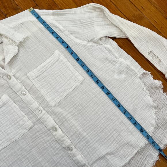 Urban Outfitters UO Luca Gauzy Cotton Button Down Shirt White Size S - Picture 12 of 13